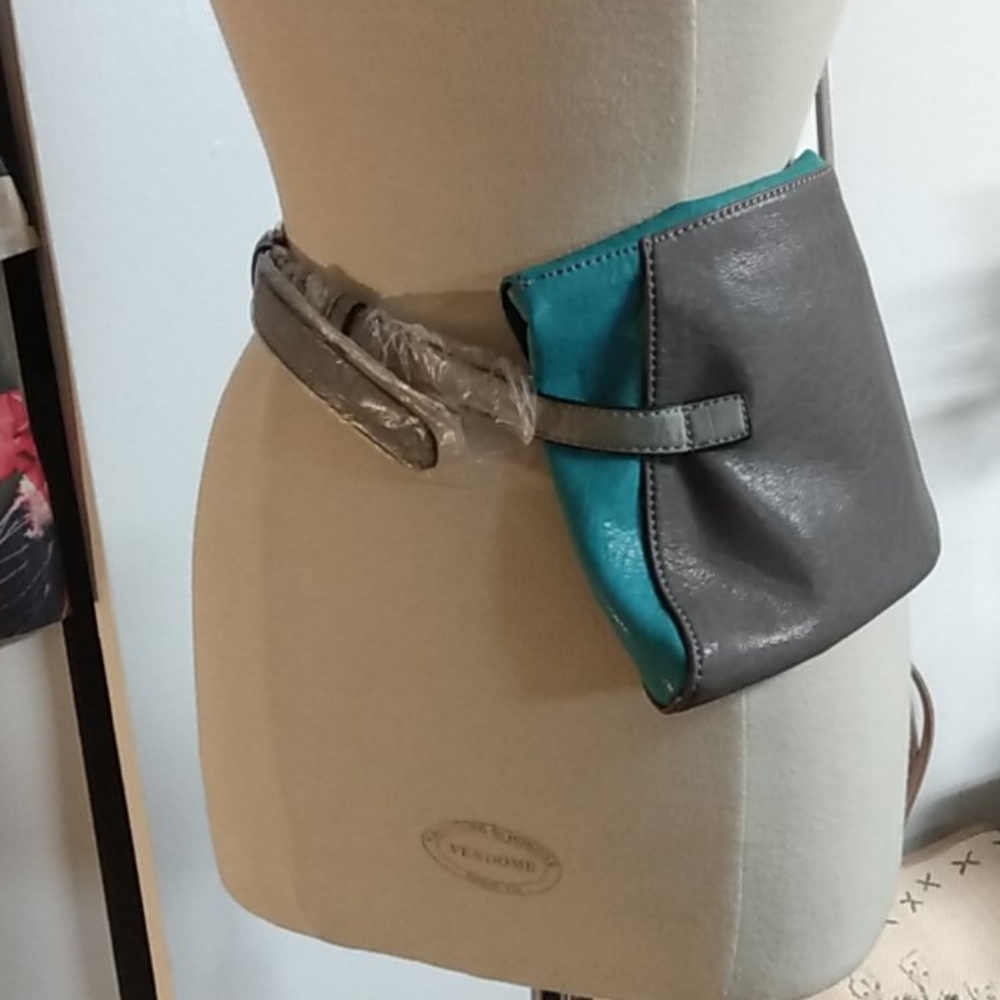 Chocolate New York Color Block Envelope Hip Belt Bag NWT